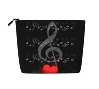 Trousse de toilette de voyage pour clés de piano avec notes de musique - Idéale pour les voyages d'affaires et un usage quotidien., Note de musique cœur, Taille unique