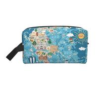 Trousse de toilette de voyage pour femme avec carte de la Grèce - Grande capacité - Trousse de toilette pour homme, blanc, Taille unique