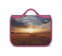 Trousse de Toilette de Voyage pour Femme avec Crochet de Suspension, Trousse de Maquillage imperméable Field Sunrise