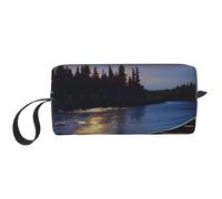 Trousse de toilette de voyage pour femme avec poignée et fermeture éclair Motif papillons Violet, Moonlit Canoë Allagash River, Taille unique, Trousse de maquillage