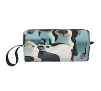 Trousse de toilette de voyage pour femme avec poignée, fermeture éclair et imprimé océan, motif plage, coucher de soleil, Vache de dessin animé., Taille unique, Trousse de maquillage