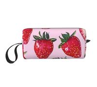 Trousse de toilette de voyage pour femme avec poignée, fermeture éclair et imprimé océan, motif plage, coucher de soleil, Fraises brillantes, Taille unique, Trousse de maquillage