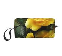 Trousse de toilette de voyage pour femme avec poignée, fermeture éclair Motif planètes, Jolie rose jaune, Taille unique, Trousse de maquillage