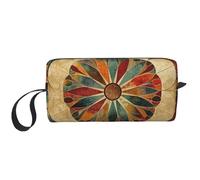 Trousse de toilette de voyage pour femme avec poignée, fermeture éclair Motif planètes, Motif médaillon ancien, Taille unique, Trousse de maquillage