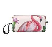 Trousse de toilette de voyage pour femme avec poignée, fermeture éclair Motif planètes, Plantes succulentes flamant rose, Taille unique, Trousse de maquillage