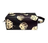 Trousse de toilette de voyage pour femme en cuir microfibre avec fermeture éclair, dés de casino blancs, multicolore, 8.2x3.1x3.5 in/21x8x9 cm, Trousse de toilette