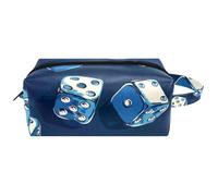 Trousse de toilette de voyage pour femme en cuir microfibre avec fermeture éclair, dés de casino bleus, multicolore, 8.2x3.1x3.5 in/21x8x9 cm, Trousse de toilette