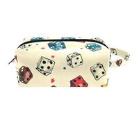 Trousse de toilette de voyage pour femme en cuir microfibre avec fermeture éclair, dés de casino dessinés à la main, multicolore, 8.2x3.1x3.5 in/21x8x9 cm, Trousse de toilette