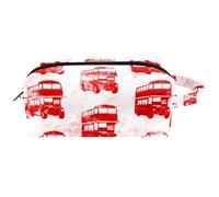 Trousse de toilette de voyage pour femme en cuir microfibre avec fermeture éclair, double étage Ren London Bus, multicolore, 8.2x3.1x3.5 in/21x8x9 cm, Trousse de toilette