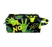 Trousse de toilette de voyage pour femme en cuir microfibre avec fermeture éclair, empreinte de patte de dinosaure grunge, multicolore, 8.2x3.1x3.5 in/21x8x9 cm, Trousse de toilette