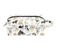 Trousse de toilette de voyage pour femme en cuir microfibre avec fermeture éclair, « I Love Dogs and Bones », multicolore, 8.2x3.1x3.5 in/21x8x9 cm, Trousse de toilette