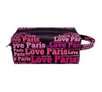 Trousse de toilette de voyage pour femme en cuir microfibre avec fermeture éclair, inscription Love Paris Word of Heart, multicolore, 8.2x3.1x3.5 in/21x8x9 cm, Trousse de toilette