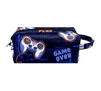 Trousse de toilette de voyage pour femme en cuir microfibre avec fermeture éclair, joystick Game Over, multicolore, 8.2x3.1x3.5 in/21x8x9 cm, Trousse de toilette