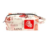 Trousse de toilette de voyage pour femme en cuir microfibre avec fermeture éclair, motif Paris Word, multicolore, 8.2x3.1x3.5 in/21x8x9 cm, Trousse de toilette