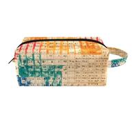 Trousse de toilette de voyage pour femme en cuir microfibre avec fermeture éclair, table de mathématiques vintage, multicolore, 8.2x3.1x3.5 in/21x8x9 cm, Trousse de toilette