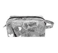 Trousse de toilette de voyage pour femme en cuir microfibre avec fermeture éclair, tour Eiffel française et mot « Hello Word », multicolore, 8.2x3.1x3.5 in/21x8x9 cm, Trousse de toilette