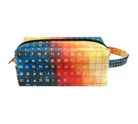 Trousse de toilette de voyage pour femme en cuir microfibre avec fermeture éclair, vieille table de mathématiques, multicolore, 8.2x3.1x3.5 in/21x8x9 cm, Trousse de toilette