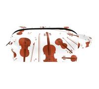 Trousse de toilette de voyage pour femme en cuir microfibre avec fermeture éclair, violon, instrument de musique, multicolore, 8.2x3.1x3.5 in/21x8x9 cm, Trousse de toilette