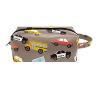 Trousse de toilette de voyage pour femme en cuir microfibre avec fermeture éclair, voiture de police, école, bus, taxi, multicolore, 8.2x3.1x3.5 in/21x8x9 cm, Trousse de toilette