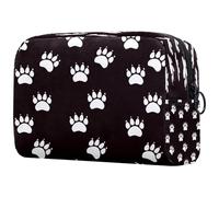 Trousse de toilette de voyage pour femme, motif patte de chien et chat, grande pochette de maquillage pratique avec fermeture éclair, multicolore, 18.5x7.5x13cm/7.3x3x5.1in, Trousse de toilette