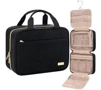 Trousse de toilette de voyage pour femme, organiseur portable à suspendre pour shampooing, après-shampooing, brosses, accessoires de maquillage, taille moyenne, Noir , Minimaliste