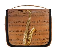Trousse de toilette de voyage pour femmes, hommes, enfants, garçons, filles, motif notes de musique, saxophone, trousse de toilette à suspendre, organisateur de maquillage, couleur, L, Organiseur de