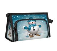 Trousse de toilette de voyage pour femmes, hommes, filles, garçons, bonhomme de neige, flocon de neige, trousse de maquillage multifonctionnelle, trousse de toilette, organisateur de cosmétiques,