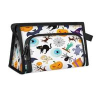 Trousse de toilette de voyage pour femmes, hommes, filles, garçons, motif yeux de chat d'Halloween, trousse de maquillage multifonctionnelle, trousse de toilette pour produits de toilette, trousse de