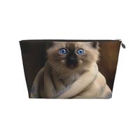 Trousse de toilette de voyage pour homme et femme - Motif chat sur couverture - Grande capacité - Résistante à l'eau, Argenté., Taille unique, Trousse de maquillage