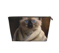 Trousse de toilette de voyage pour homme et femme - Motif chat sur couverture - Grande capacité - Résistante à l'eau, doré, Taille unique, Trousse de maquillage