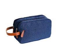 Trousse de toilette de voyage pour homme - Sac d'organisation, kit de rasage compact | Double couche de rangement imperméable à l'eau, sac de transport pour les vacances, bleu marine, Voir description