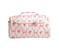 Trousse de toilette de voyage rembourrée avec clip de bouclage - Grande capacité - Fermeture éclair - Motif floral - Pochette de rangement pour brosse Airstraight et accessoires, Style c, 32*16.5