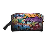 Trousse de toilette de voyage résistante à l'eau avec feuilles d'eucalyptus - Grande capacité de rangement portable pour salle de sport et essentiels quotidiens, Graffiti Hip Hop, Taille unique