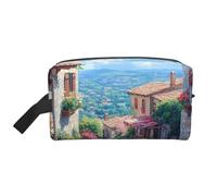 Trousse de toilette de voyage résistante à l'eau avec motif de drapeaux à carreaux Noir/blanc Grande capacité de rangement portable pour salle de sport ou essentiels quotidiens, Italian Street, Taille