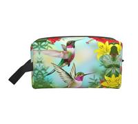 Trousse de toilette de voyage résistante à l'eau avec motif léopard, grande capacité, rangement portable pour salle de sport/essentiels quotidiens, Colibri Fleur Rouge Hibiscus, Taille unique