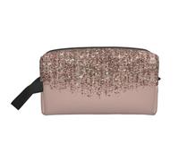 Trousse de toilette de voyage rose pâle avec impression or rose pour homme, trousse de toilette de voyage spacieuse pour femme, blanc, Taille unique