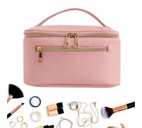 Trousse de toilette de voyage - Sac de voyage en cuir PU imperméable avec poignée, organisateur de maquillage pour femme et fil, rose bonbon, Voir description, Voir description