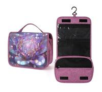 Trousse de toilette de voyage scintillante irisée pour femme, organiseur de maquillage à suspendre avec crochet pour shampooing