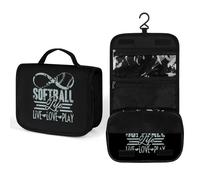 Trousse de Toilette de Voyage Softball Life Love, Trousse de Maquillage imprimée, Trousse de Toilette Portable avec Crochet, Sac à Main, 22,5 x 18,5 cm, Style, 202402239