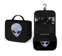 Trousse de toilette de voyage Space Alien, trousse de toilette imprimée complète, trousse de maquillage, organisateur de cosmétiques portable avec crochet, sac à main, 22,5 x 18,5 cm, style, 202402239