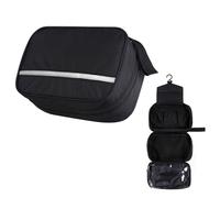 Trousse de Toilette de Voyage Suspendue - Grande Capacité 4 Compartiments, Sac Cosmétique Pliable avec Crochet, Imperméable, Organisateur de Salle de Bain pour Femmes & Hommes (Noir)