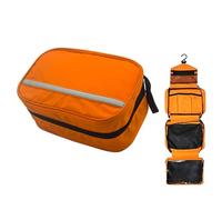 Trousse de Toilette de Voyage Suspendue - Grande Capacité 4 Compartiments, Sac Cosmétique Pliable avec Crochet, Imperméable, Organisateur de Salle de Bain pour Femmes & Hommes (Orange)