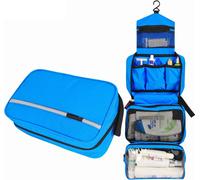 Trousse de toilette de voyage suspendue Trousse de rasage Make-up Organizer Grande capacité Séparation sec-humide, Bleu
