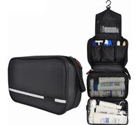 Trousse de toilette de voyage suspendue Trousse de rasage Make-up Organizer Grande capacité Séparation sec-humide, Noir