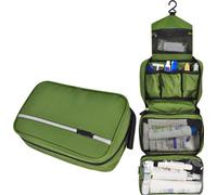 Trousse de toilette de voyage suspendue Trousse de rasage Make-up Organizer Grande capacité Séparation sec-humide, Vert foncé