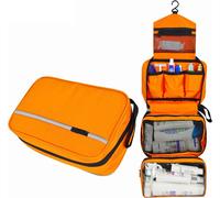 Trousse de toilette de voyage suspendue Trousse de rasage Organisateur de maquillage Grande capacité Séparation sec-humide, Orange