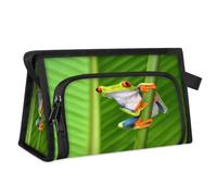 Trousse de toilette de voyage Tropica grenouille d'arbre pour femmes, hommes, filles, garçons, grenouille, trousse de maquillage multifonctionnelle, trousse de toilette, organisateur de cosmétiques,