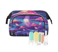 Trousse de toilette de voyage Trousse de maquillage cosmétique Champignon violet magique pour femmes hommes filles, sac de rangement de cire imperméable fleur pour voyage, multicolore, trousse de