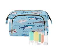Trousse de toilette de voyage Trousse de maquillage Trousse de maquillage de dessin animé Requins pour femmes hommes filles Requin Imperméable Maquillage Trousse de toilette pour voyage Essentiels de