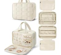 Trousse De Toilette De Voyage, Trousse De Toilette À Suspendre Pour Femme, Peut Contenir Shampoing, Après-Shampoing Et Produits De Toilette Essentiels Pour Les Vacances À La Plage (Beige, Taille M)